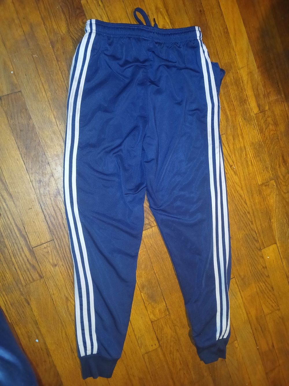 Men Navy Blue Athletic Track Pants with White Stripes